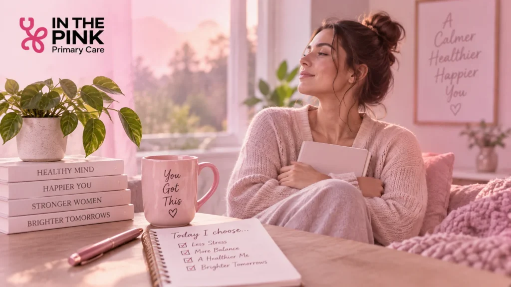 Woman practicing stress management and self-care for anxiety and mental wellness in McKinney TX