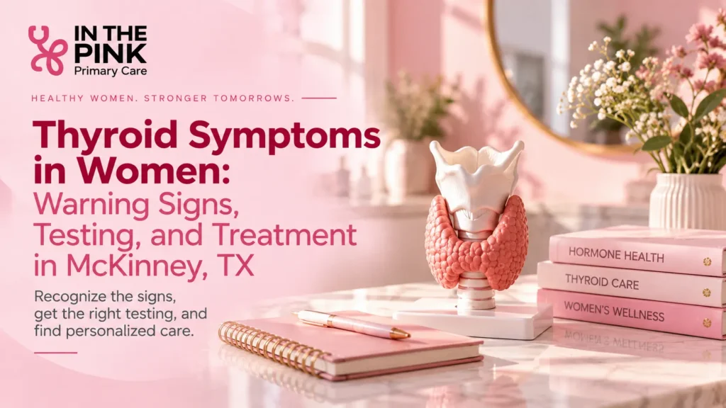 Thyroid symptoms in women including hypothyroidism warning signs in McKinney TX